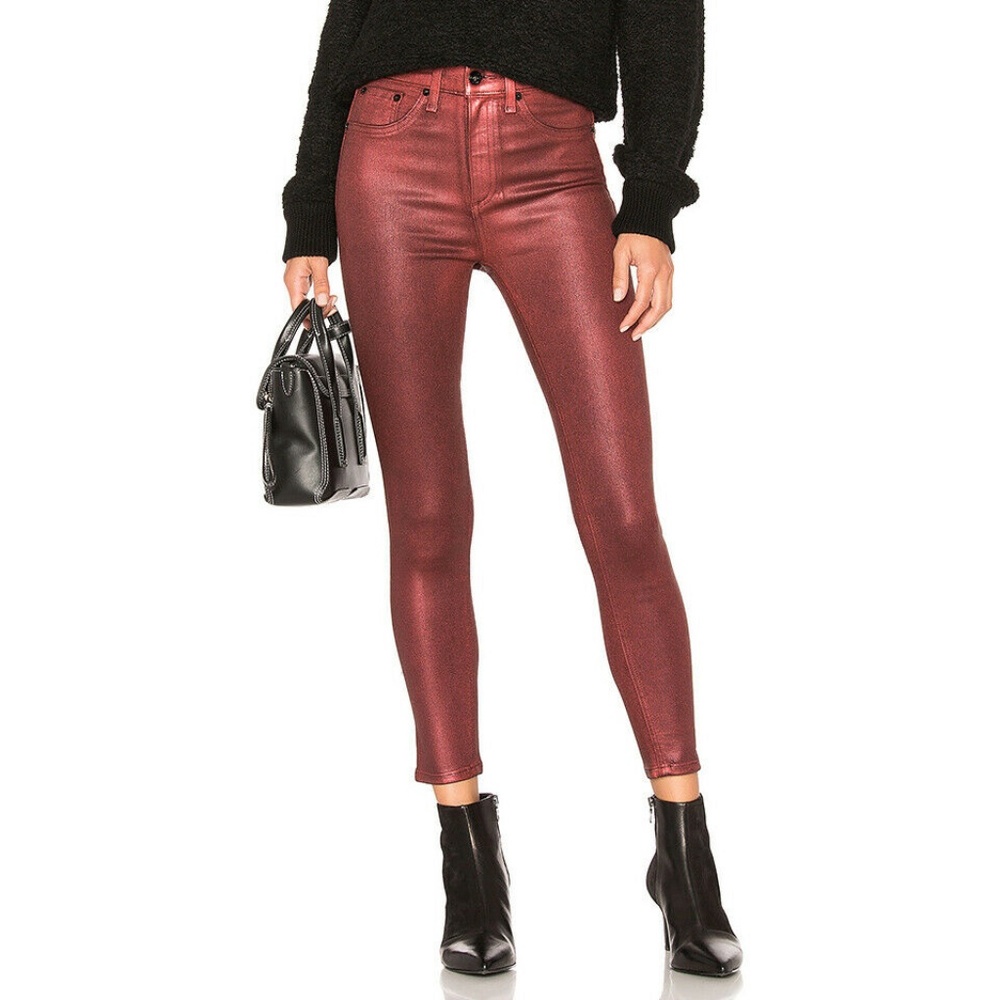 Rag & Bone Red Metallic High Rise Skinny Jeans